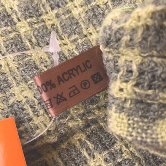 LOF Gray & Sage Grid Weave Infinity Scarf, NWT - Picture 6 of 6